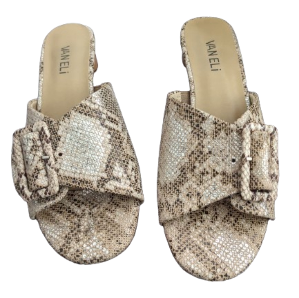 Vaneli Snakeskin Print Heel Sandals
